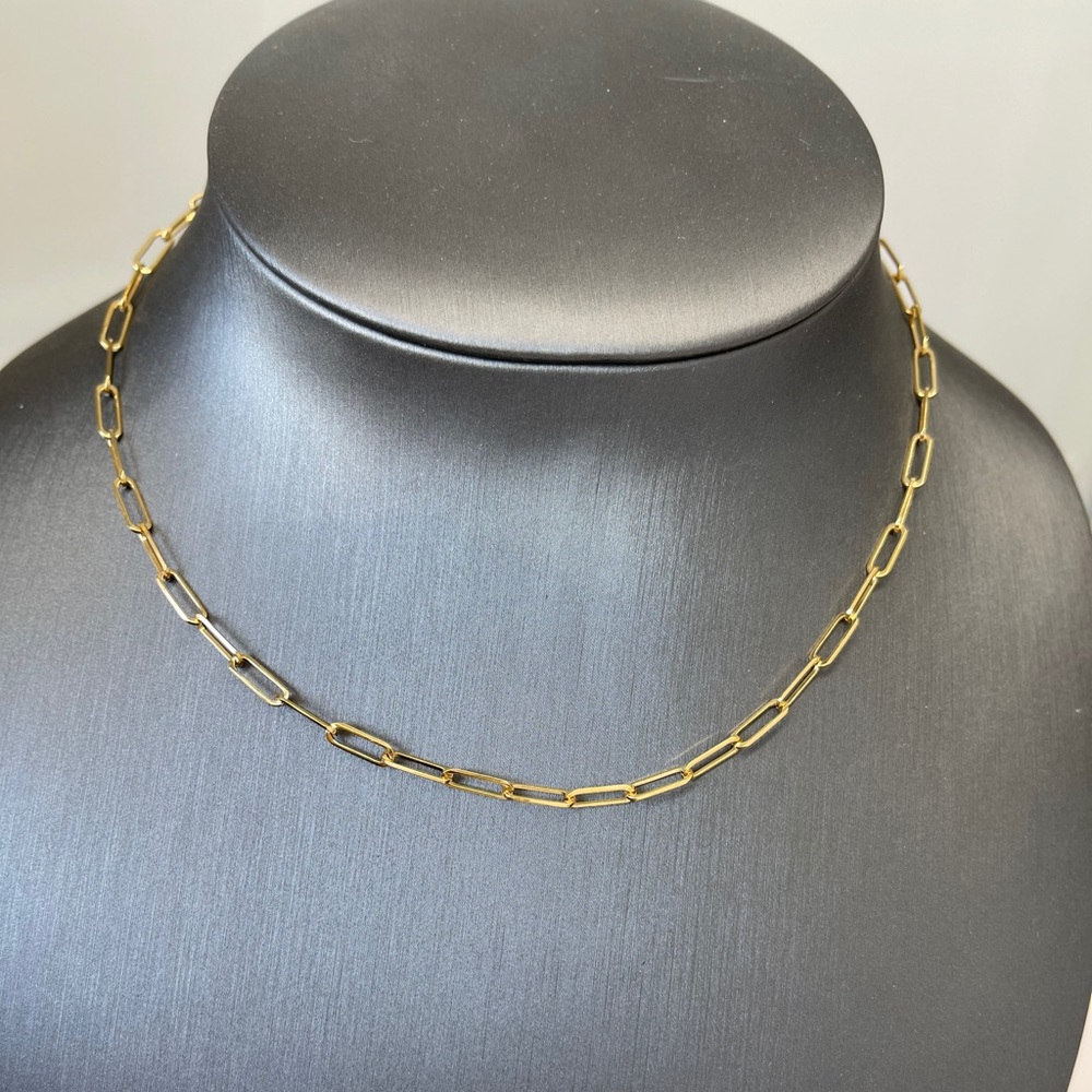 14k Gold Paper Clip Necklace